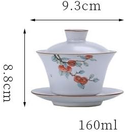 GSOUL Kungfu Tea cup Sancai Covered Bowl Set Tea Anti-scald Ru Kiln Open Cicada Wing Brewing Household Single Teacup Handmade Small Tea Cups