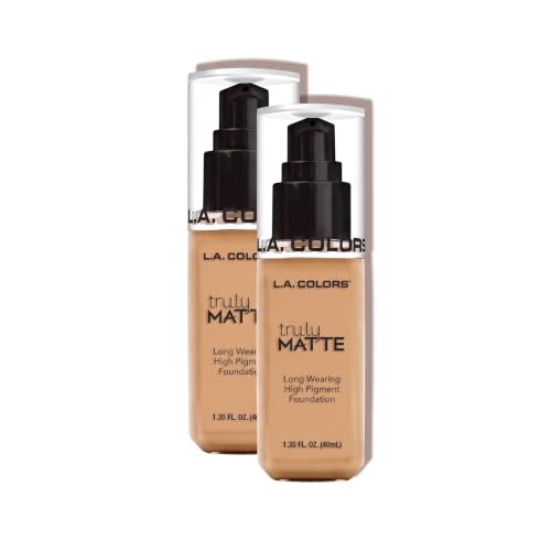 L.A. COLORS Truly Matte Foundation, Warm Honey, 1.35 Fl. Oz. (Pack of 2)