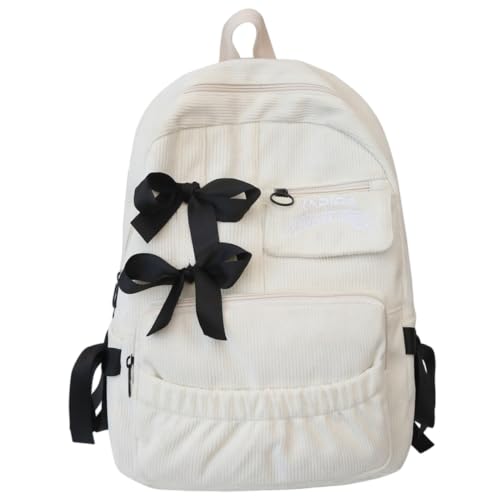 AZIDWERYQ Sac à dos à nœud pour filles, en velours côtelé, esthétique, voyage scolaire