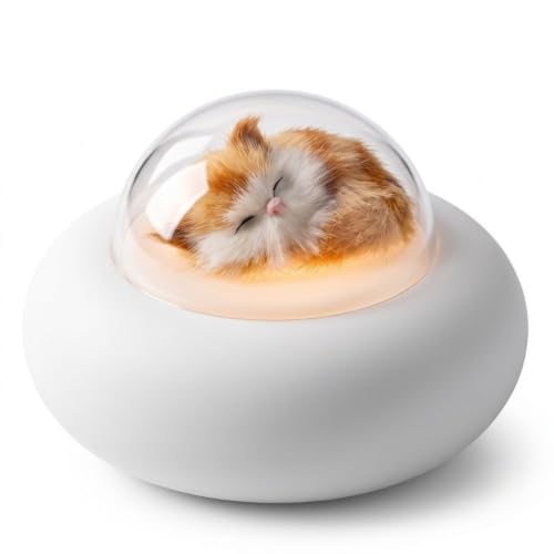 Image of KRESHU Cute Cat Sleeping Spaceship Night Light Lamp Silicone Bedside Lamp Touch Control Warm Dimmable USB Rechargeable Spaceship Night Lamp Gift Kids for Home /Bedroom /Living Room /Office (Pack of 1)