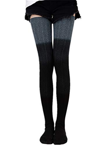 VARWANEO Women's Cable Knit Thigh High Boot Socks Over Knee High Long Leg Tube Leg for Warmers Stockings Warmers Boot Socks Extra Long Winter Leg Warmers Stockings(Black grey)