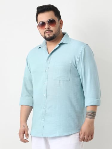 Image of Urbano Plus Men's Linen Blend Full Sleeve Relaxed Fit Casual Solid Shirt