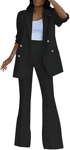 Women Pantsuit Wide Leg 2 Piece Set Dressy Office Business Attire Work Wear Long Plus Size