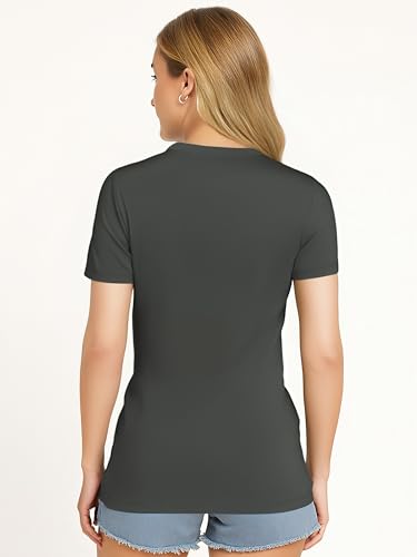 Image of V Neck T Shirts for Women, Athletic Short Sleeve Workout Top, UV Sun Protection, Quick Dry Moisture Wicking Shirts for Women