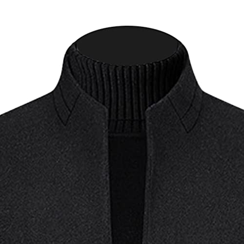 Maiyifu-GJ Men's Stylish Wool Blend Trench Coat Single Breasted Business Down Long Overcoat Mid-Length Slim Jacket Topcoat4