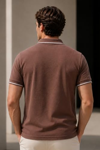 Image of GODFREY Half Cotton Polo T Shirt for Man with Pocket - Regular Fit Mens Collar Tshirt