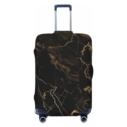 Travel Luggage Cover for Suitcase Tsa Approved, Washable Elastic Suitcase Protector, Gold Black Marble Suitcase Cover Anti-scratch Baggage Cover Fits 22-24 Inch Luggage Sleeve Large