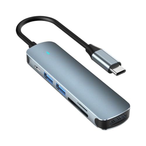 Hub USB C para ordenador portátil, adaptador USB C multipuerto concentrador, estación 6 en 1 portátil de datos para reuniones profesionales creación de contenido y presentaciones