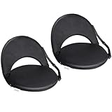 lensun 2PCS Extra Wide Portable Stadium Seat Chair Set of 2 Folding Reclining Seat for Bench Bleachers 6-Posisition Picnic Bleacher Seats w/Back Support&Shoulder Strap, 100% Water Resistant