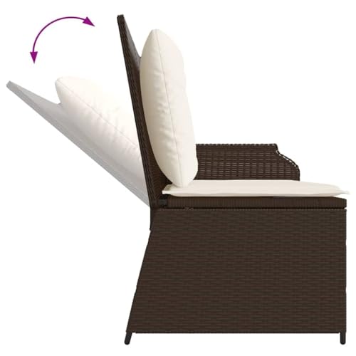 Banc d'extérieur inclinable en résine tressée avec coussins de terrasse - 6
