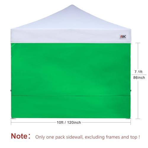 Image of ABCCANOPY Instant Canopy SunWall 10x10 FT No Frame or Top, Kelly Green