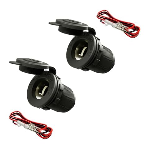 12V Female Cigarette Lighter Socket DAMAVO YM1084 Cigarette Lighter to Outlet 12V AC Power Socket for Car Automotive Marine ATV Truck RV Boats Receptacle Flush Mount with Waterproof Plug (2 PC) Cover