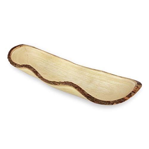 roro 18 in Natural Wood Long Tray with Bark Edge Made From Sustainable Wood - Image 4