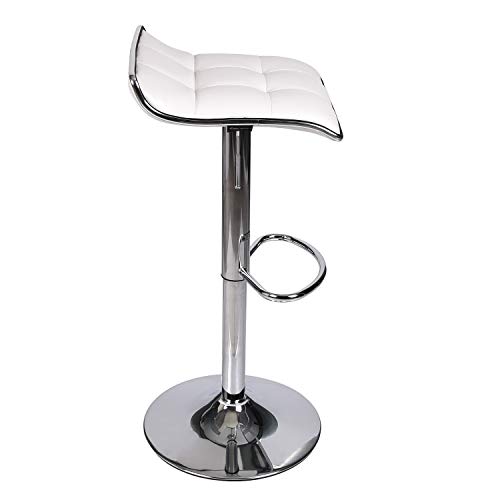 Puluomis Set Of 4, Adjustable Swivel Gas Lift Barstools, Pu Leather With Chrome Base, White #TOP1