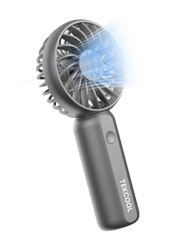 TEKCOOL Portable Mini Fan - Rechargeable Hand Fan with 3 Adjustable Speeds, 2000mAh Battery, Lightweight Design, Low Noise, and Easy Portability for Indoor and Outdoor Use (Grey)