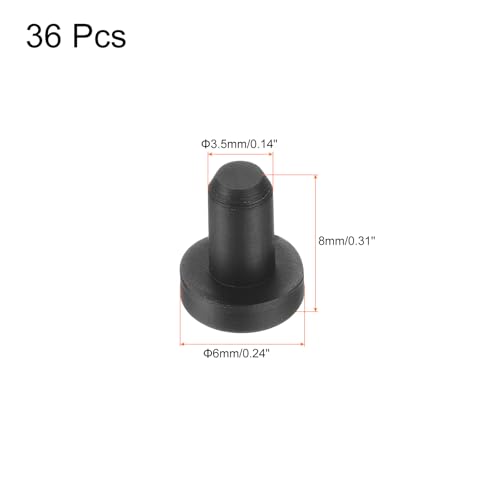 Image of uxcell High Temp Silicone Plug Mount Dia 3.5mm /0.14 inch t Shaped Rubber Stopper Hole Plugs for Powder Coating Plating Waterproof Plugs Sealing Plugs Black Pack of 36(OD 6.5mm)