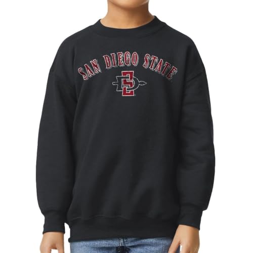 Barnesmith San Diego State University Apparel SDSU Aztecs Unisex Youth Crewneck Sweatshirt Vintage Black Medium