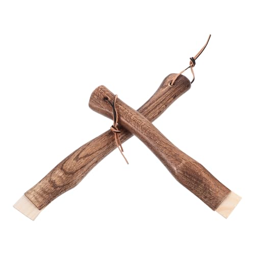 LALAFINA 2pcs Curved Wooden Axe Handle Replacement Solid Wood Construction with Hanging for Hatchet Durable and for Camping and Outdoor