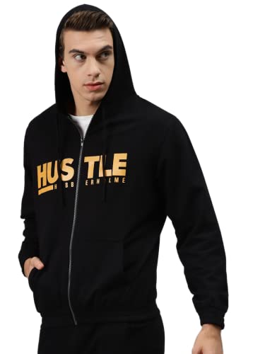 Image of Hubberholme Men's Cotton Blend Hustle Printed Hooded Sweatshirt