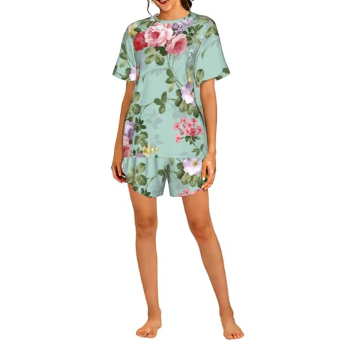 Pyjama court femme pivoine pour des soirées cocooning et un été frais