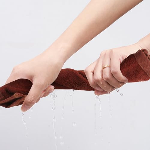 Image of 6 Pack 100% Cotton Washcloths, 12x12 Inch Highly Absorbent Soft Face Towels - Zero Lint Fingertip Towels for Bathroom Gym Hotel Spa, 3 White + 3 Brown