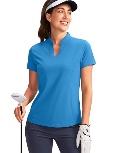 Image of Obla Women's Golf Polo Shirt V-Neck Short Sleeve Collarless Quick Dry Tennis Running T Shirt Golf Tops for Women
