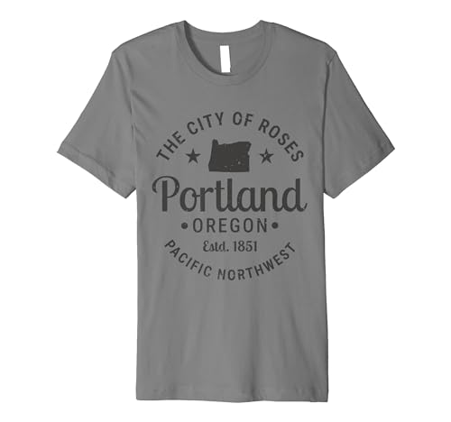 31G6rNhmhPL._SL500_ Vintage Portland Oregon City Of Roses Pacific Northwest 1851 Premium T-Shirt