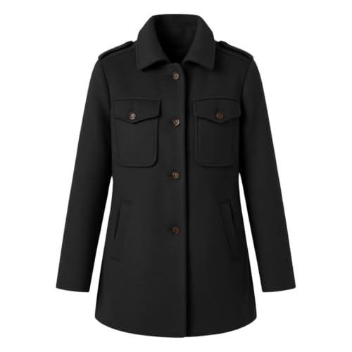 Trench Coat Women Stand Collar Button Jacket Fall Winter Outdoor Outfits - image 6