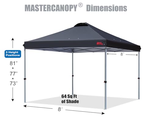 MASTERCANOPY Durable Pop-up Canopy Tent with Roller Bag (8x8, Black)