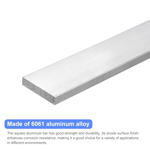 Image of uxcell Square Aluminum Flat Bar, 3 /8 inch Thick 2 inch Width 10 inch Length Square Aluminum Bar 6061 Aluminum Flat Plate, 10 x 50 x 254mm T6511 Solid New Mill Stock for Industrial Building
