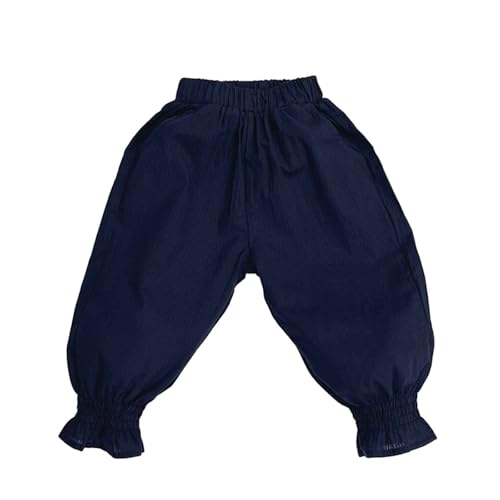 Toddler Boys Girls Classic Color Block Trousers Kids Cotton Linen Ankle Pants Loose Long Bloomers 1-7 Years