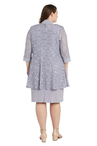 Image of R&M Richards Women's Sequin Lace Jacket & ITY Sheath with Necklace for Mother of the Bride, Cocktail Attire, Evening Wear