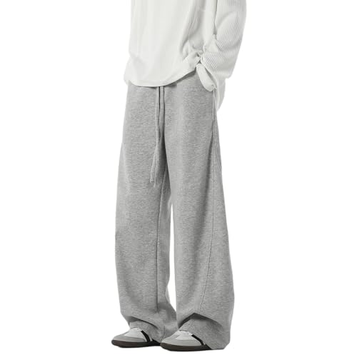 HBER Men's Baggy Sweatpants Elastic Waist Drawstring Wide Leg Lounge Track Pants Casual Loose Joggers with Pockets