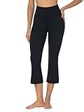 Sunzel Sunzfly Mini Flare Capris Leggings for Women, High Waist Bootcut Yoga Pants, Tummy Control Cropped Flared Workout Pant 23' Black Small