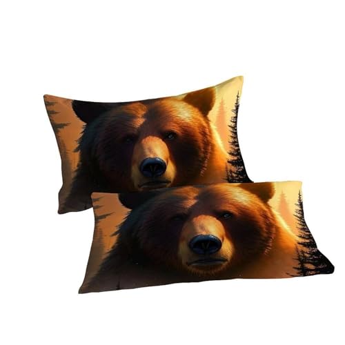 Housse de couette super king animaux lit enfant 260x220 fermeture éclair forest bear - 7
