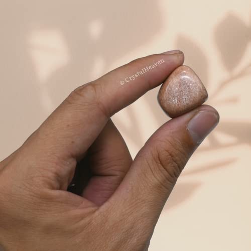 Image of Certified Peach Moonstone Crystal Healing Tumbled Stone, Natural Polished Crystals for DIY Crafts, Manifestation, Meditation, Pooja Feng Shui and Reiki Healing (30 Grams)