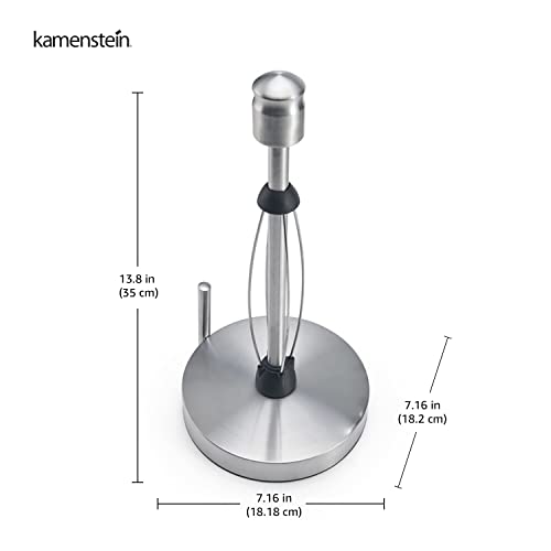 Image of Kamenstein Paper Towel Holder Countertop with Patented Perfect Tear Technology - Brushed Stainless Steel, Weighted Base, One-Hand Operation, No Unraveling