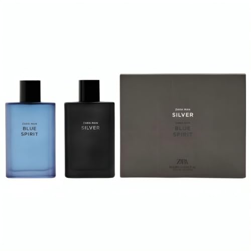 Catálogo de Locion Ermenegildo Zegna favoritos de las personas. 45 Zara Colonia Para Hombre Man Silver + Blue Spirit, Set De Fragancias Edt Eau De Toilette, 2 Unidades De 90 Ml (3,04 Onzas Líquidas)