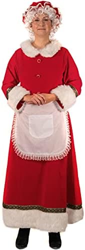 Svansea Mrs. Claus Costume for Women Adult Christmas Plus Size Dress with Bonnet Apron White Hair Wigs and Wire Rim Glasses 2XL