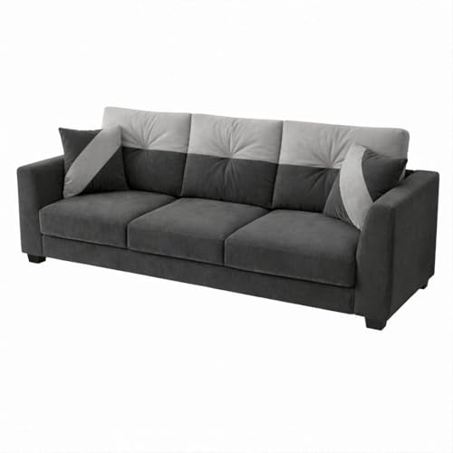 Image of Revola Plush Comfort Sofa | 3 Seater | Luxury Velvet Suede Fabric | Modern Living Room Sofa | Dark Gray - Light Gray