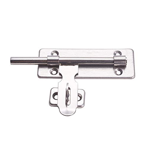 MroMax ドア掛け金ラッチ ドアボルトラッチ スライドラッチ ステンレス製 ドア留め スレンレススチール 南京錠留め金 Stapleパーツ ドア後付け ロックシフトゲートラッチ 安全ドアロックボタン ドア用 シルバートーン 長さ100mm 幅35mm 1個入り