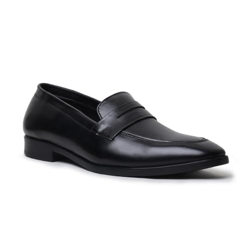 Image of HAYES LONDON Penny Loafers for Men | Genuine Leather Slip-on Shoes | Formal & Casual Comfort Footwear