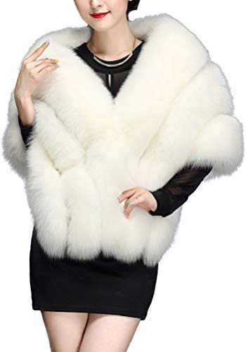 Luxury Faux Fox Fur Wedding Shawl Cape Perfect For Wedding Party Show2