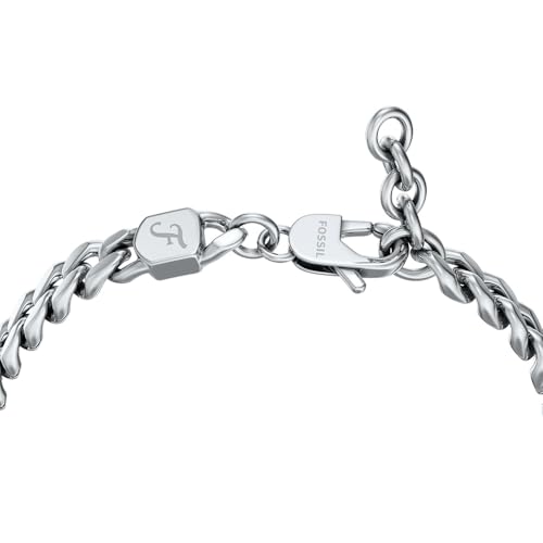 Image of Fossil Men's Plated Stainless Steel Engravable Personalized Gift ID, Chain or Cuff Bracelet for Men