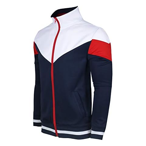 SCREENSHOT-F11956 Mens Urban Hip Hop Premium Track Jacket - Athletic Color Block Fashion Sweatshirt-Navy-Large Cover