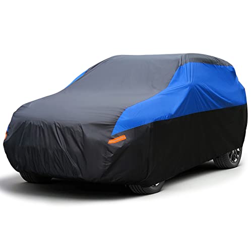 XicBoom SUV Car Cover Hatchback Cover Waterproof All Weather, Outdoor Car Covers for Automobiles with Zipper Door, Hail UV Snow Wind Protection, Car Cover, Fit SUV Jeep-Length (up to 181')