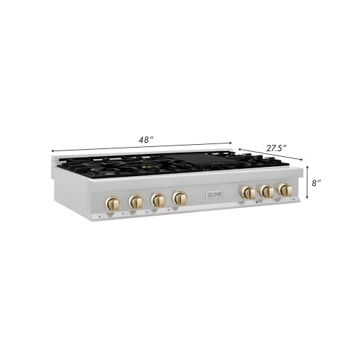 Zline Kitchen And Bath RTSZ-48-G Zline Autograph Edition 48 Inch Porcelain Rangetop With 7 Gas Burners In Fingerprint Resistant Stainless Steel And Gold Accents thumb #8