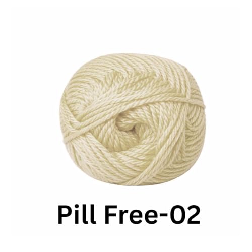 Image of VCR Light Cream Yarn, Pill-Free Soft Knitting Yarn, 100 Grams Hank, 263 Meters Length, Low-Pill Acrylic Yarn, Soft Crosia Threads, Pack of 1, Suitable for Beanies, Caps and Gloves