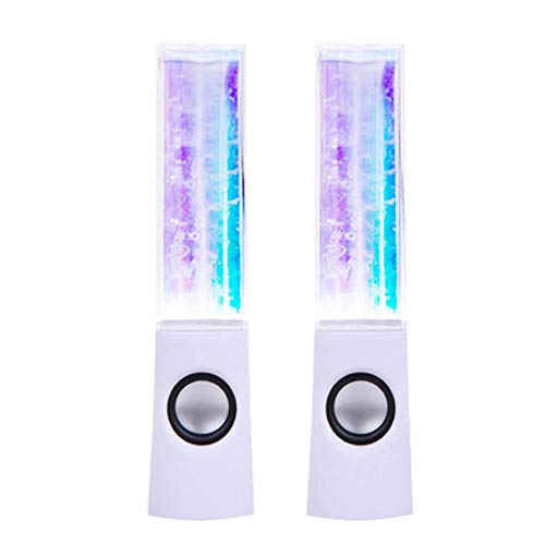 N-brand LED Light Dancing Water Speakers Music Fountain Light Speakers for PC Laptop Phone Portable Desk Stereo Water Dancing Speaker, White