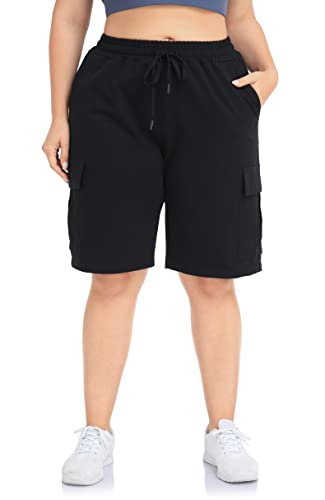 ZERDOCEAN Women's Plus Size Cargo Sweat Shorts Active Summer Workout Walking Athletic Shorts with Pockets3